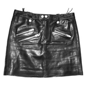 COACH black leather moto mini skirt size 6